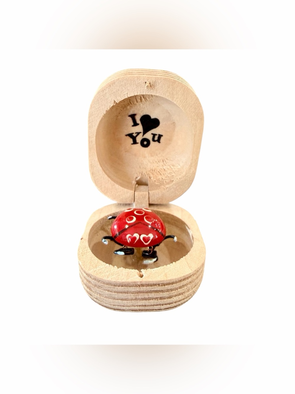 Vintage Bug in a Nut Love Bug Ladybug Wooden Novelty Gag Gift Moving Legs
